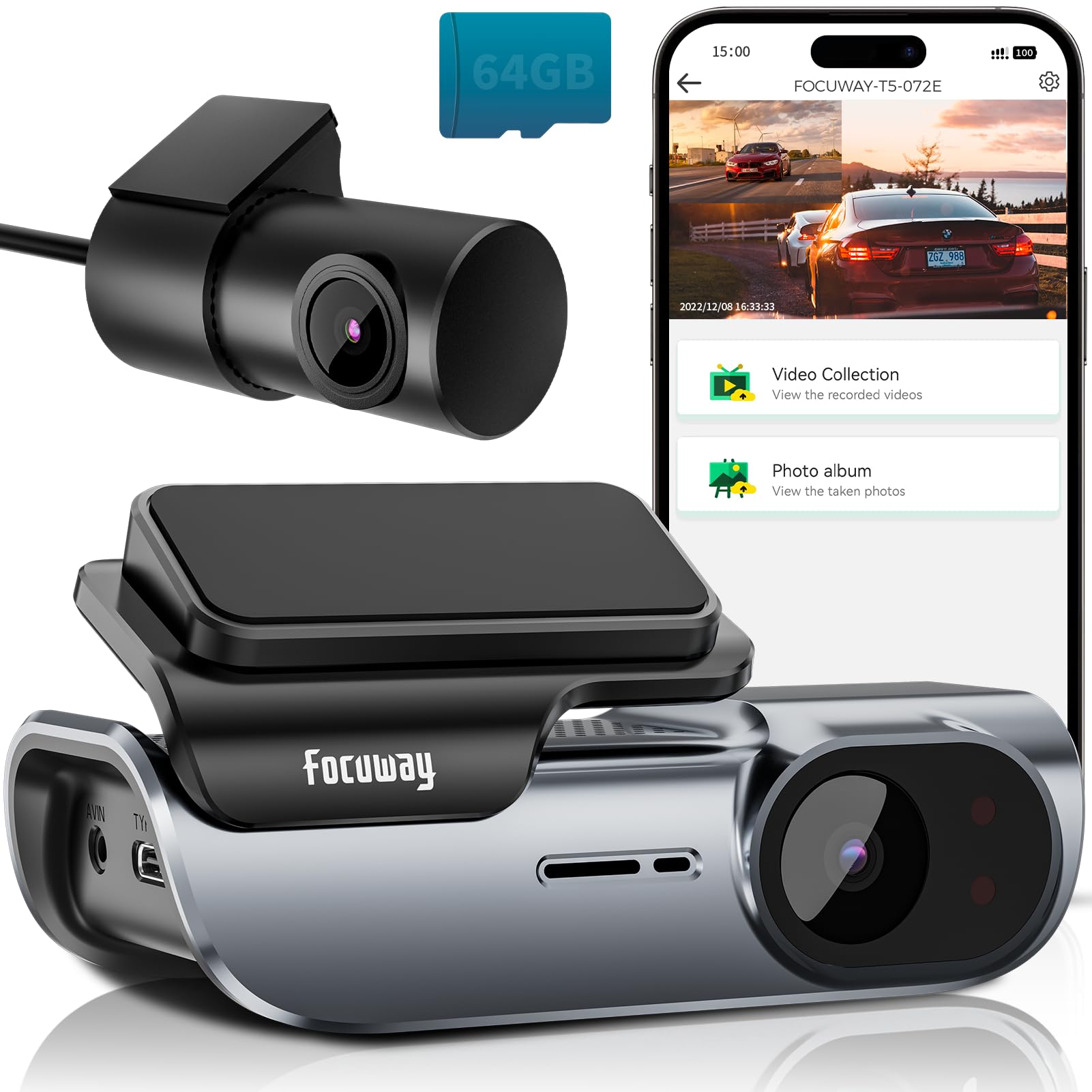 50% OFF Dash Cam Front and Rear 4K Built-in 5GHz WiFi