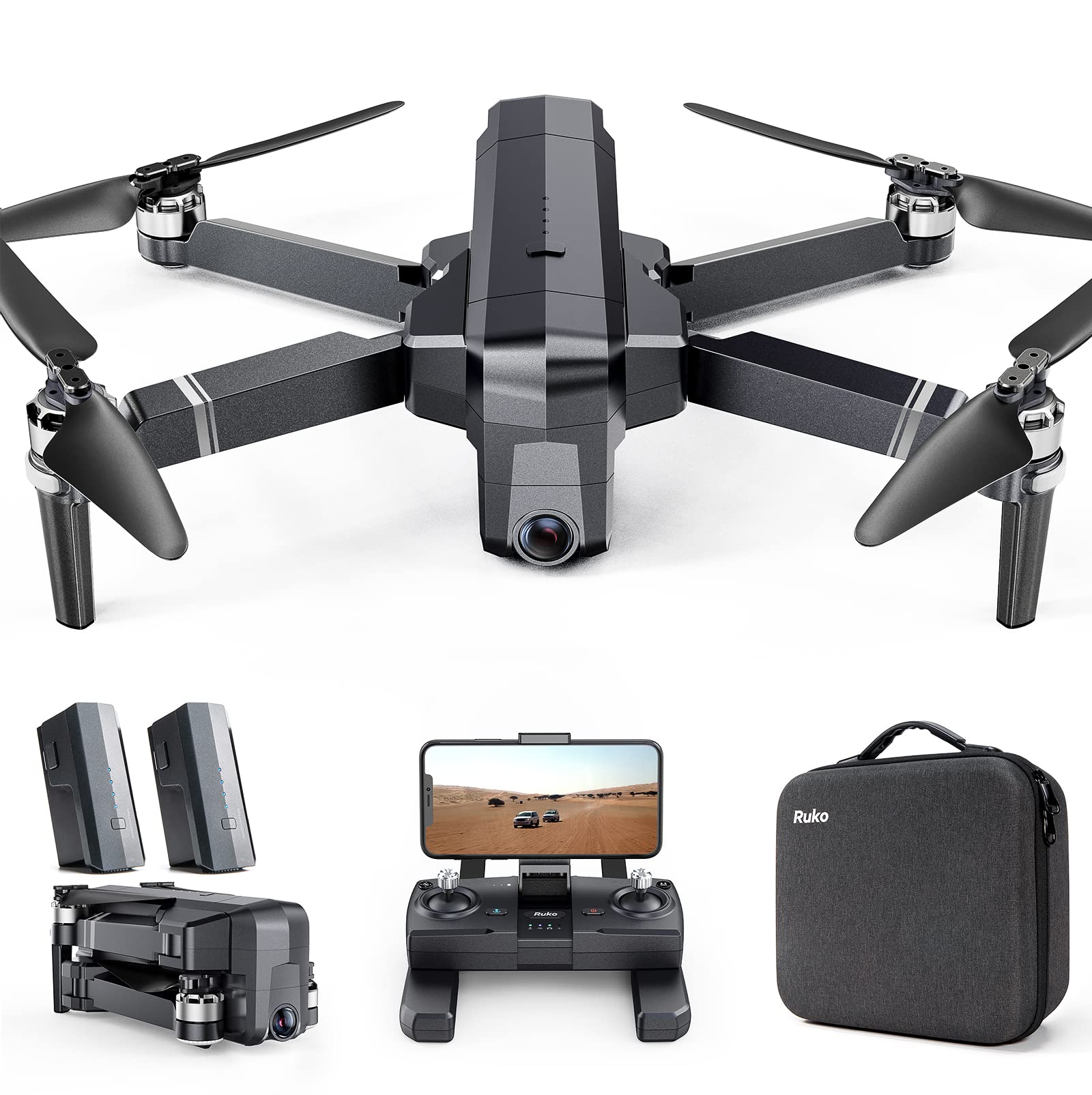 Ruko F11PRO Drones with Camera for Adults 4K UHD Camera with GPS Auto Return Home , Black (with Carrying Case)