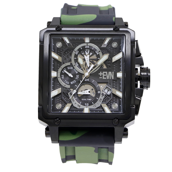 LEGEND | BLACK WITH GREEN CAMO BAND | 47 MM