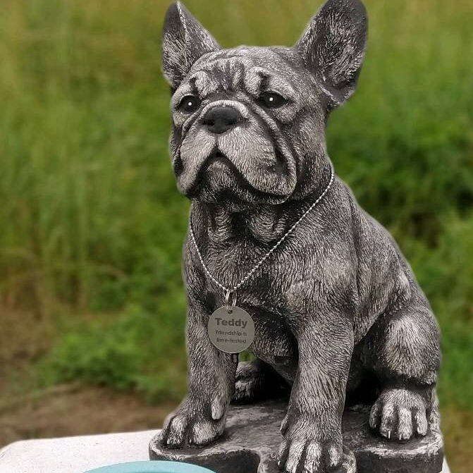 French bulldog statue engraved